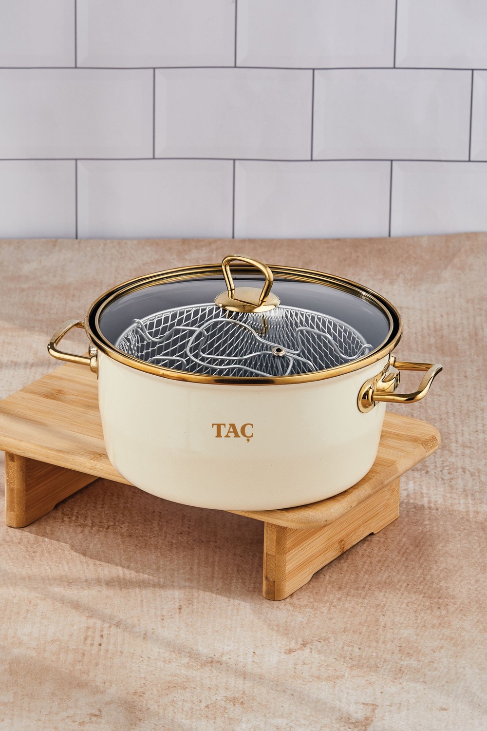 Taç Kızartma Tenceresi Emaye 22 Cm 4 Litre