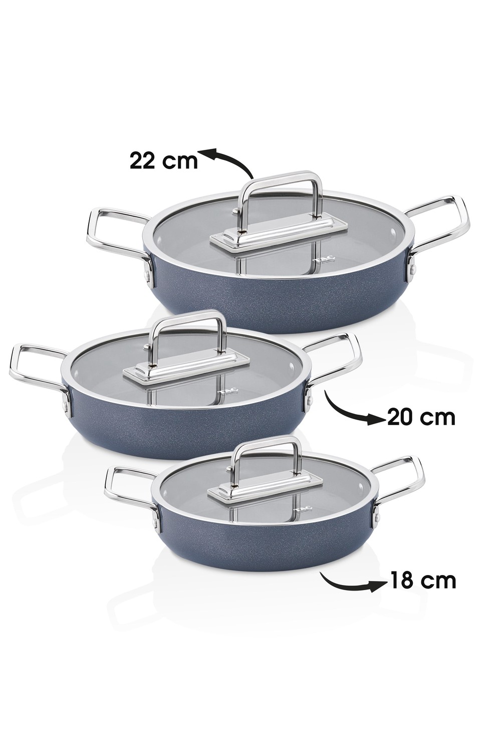 Taç Sera Feel 6 Parça Seramik Sahan Seti 18-20-22 Cm / Gri