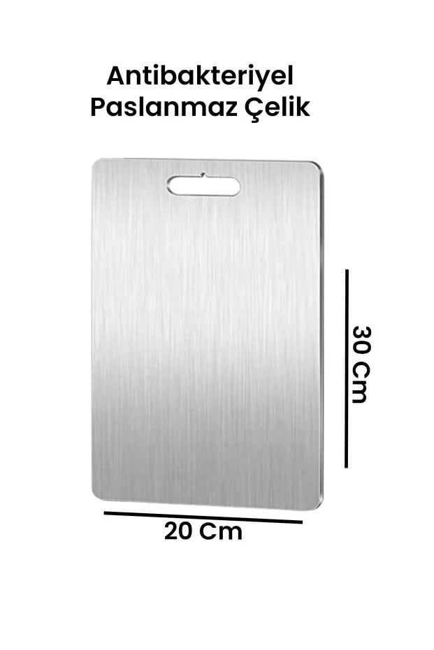 Taç Antibakteriyel Paslanmaz Çelik Kesme Tahtası 30 Cm