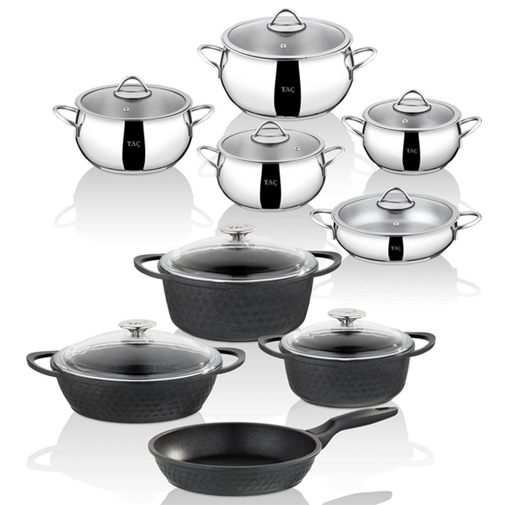 TAÇ GURME STEEL 17 PARÇA TENCERE SETİ