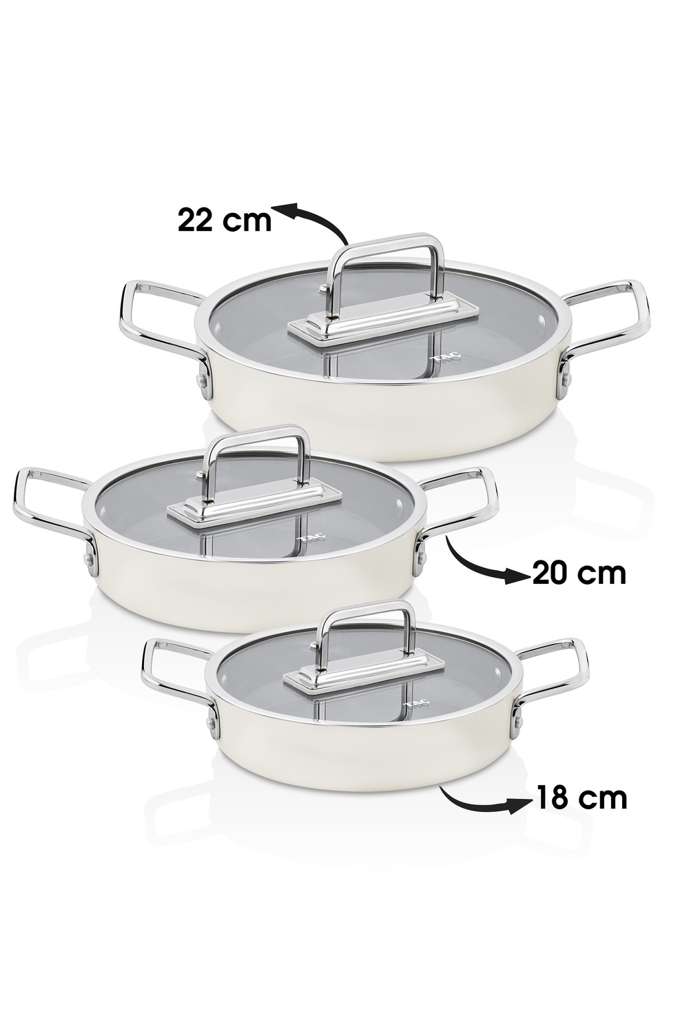 Taç Sera Feel 6 Parça Seramik Sahan Seti 18-20-22 Cm / Beyaz