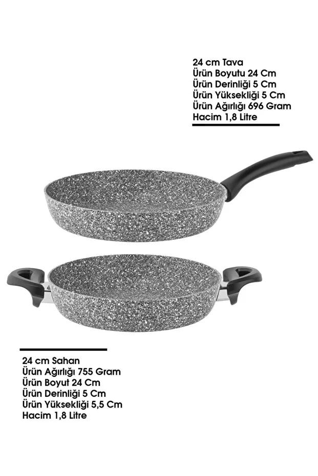 Taç Ultra Granit 2li Tava Sahan Seti 24 Cm Tava / 24 Cm Sahan