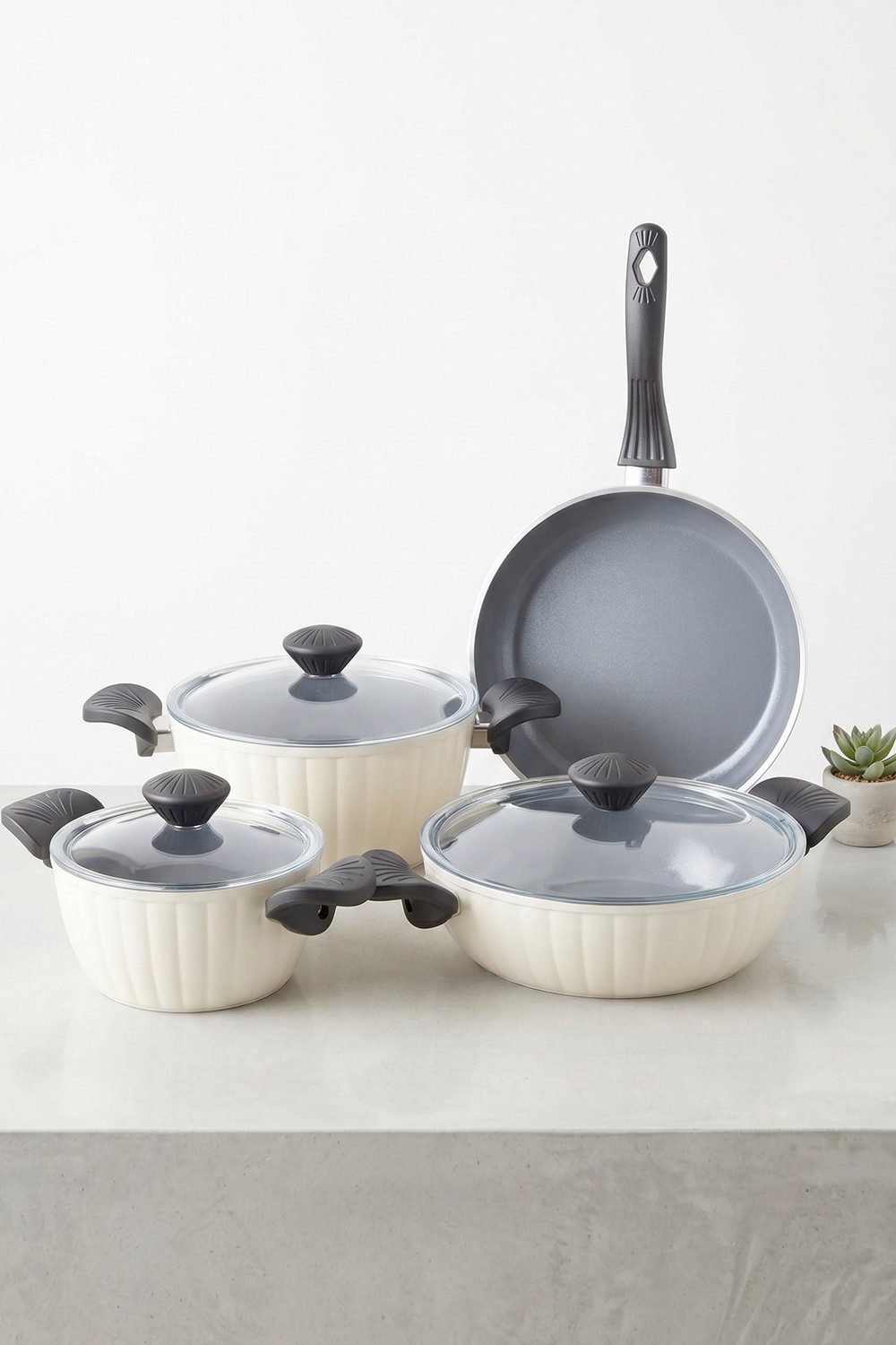 Taç Master Ceramica Dilim 7 Parça Seramik Tencere Seti Beyaz