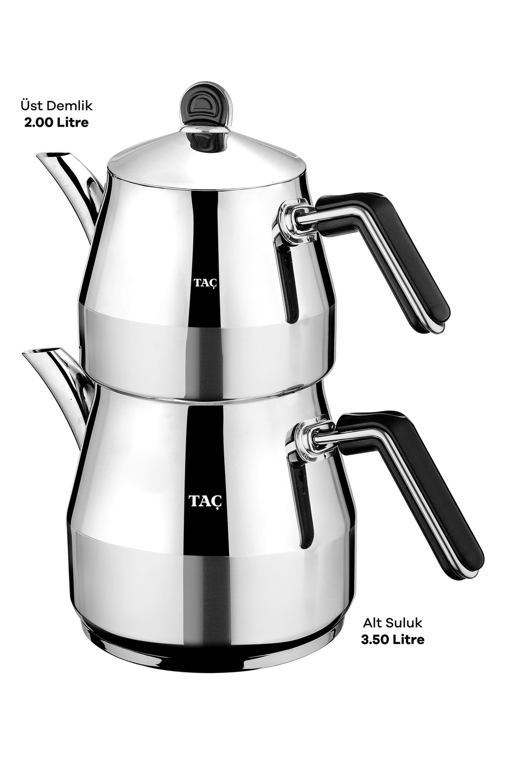 Taç Grossi Jumbo Boy 4 Parça Paslanmaz Çelik Çaydanlık Takımı Platin 2.00-3.50lt