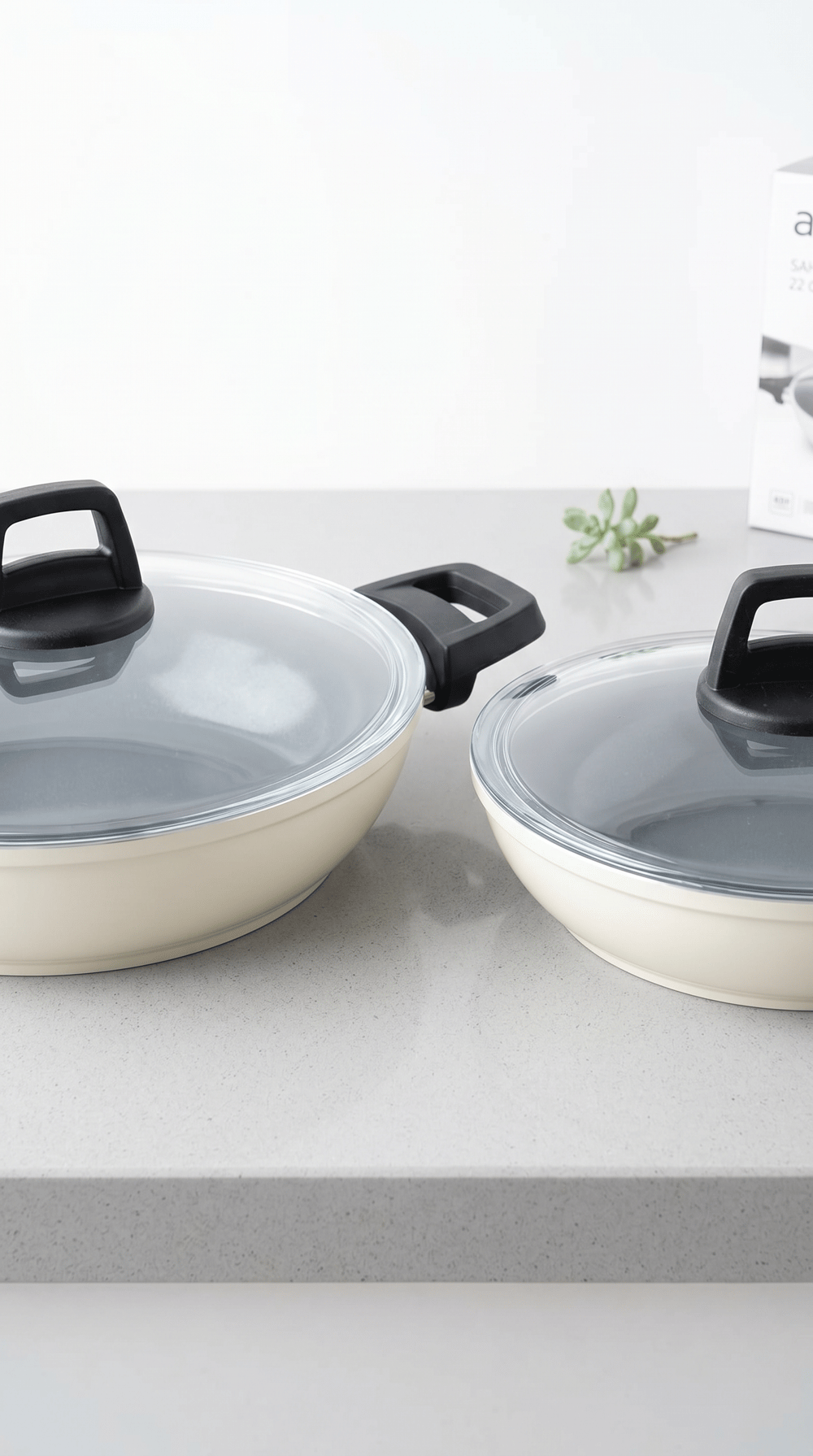 Taç Master Ceramica Cam Kapaklı 4 Parça Seramik Sahan Seti Beyaz (18-22 cm)