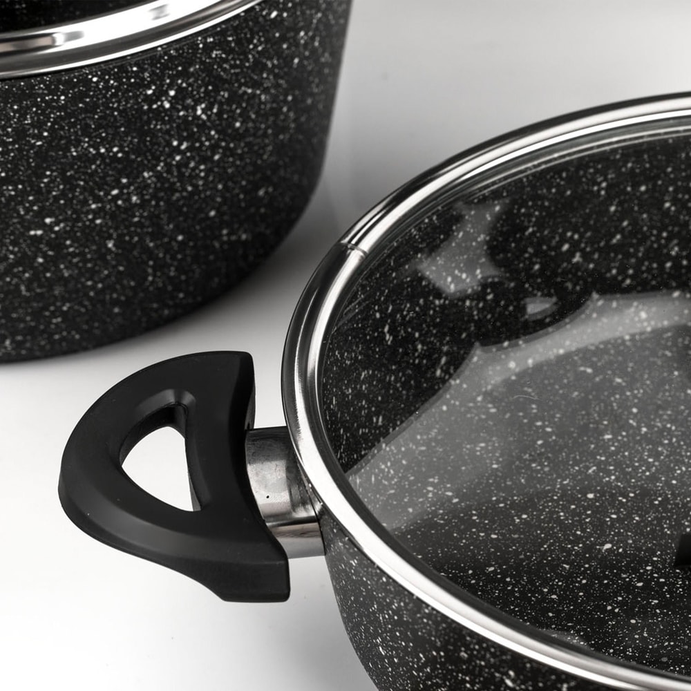 Taç Master Cook 4lü 7 Parça Granit Tencere Seti Siyah