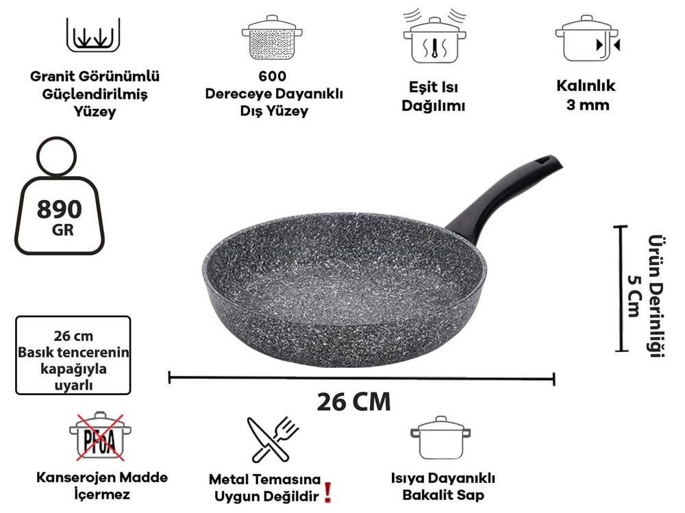 Taç Master Cook Tombik 7 Parça Tencere Seti Gri