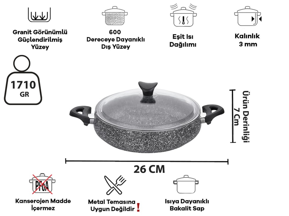 Taç Master Cook Tombik 7 Parça Tencere Seti Gri