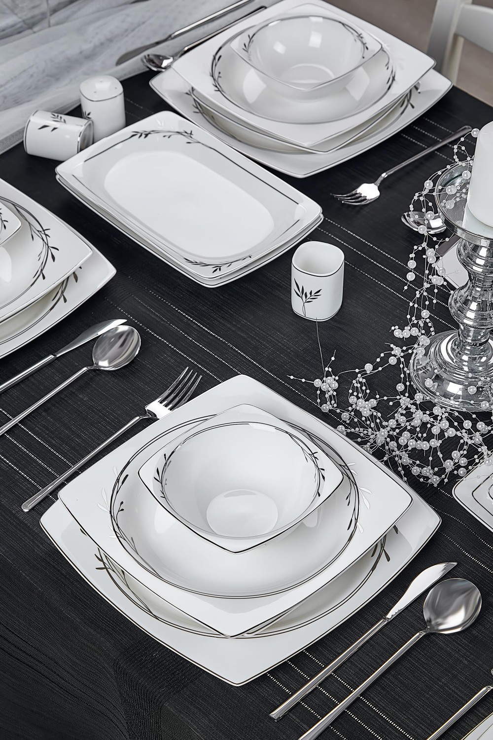 Taç Real Bone Olea Platin 60 Parça 12 Kişilik Yemek Takımı