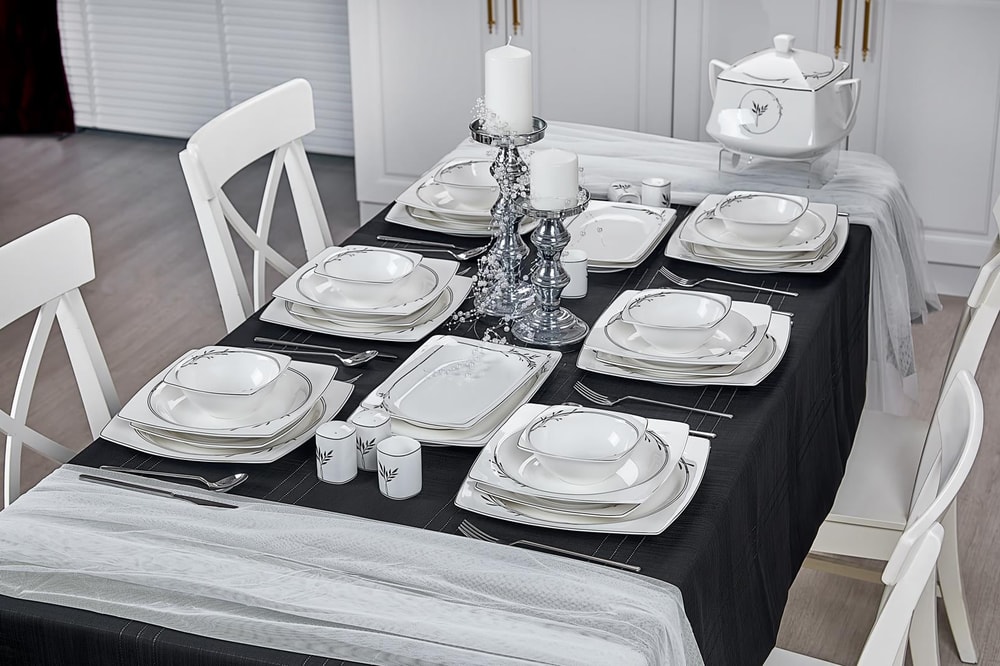 Taç Real Bone Olea Platin 60 Parça 12 Kişilik Yemek Takımı