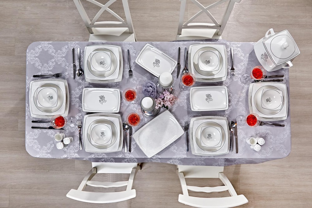 Taç Real Bone Tia Platin 60 Parça 12 Kişilik Yemek Takımı