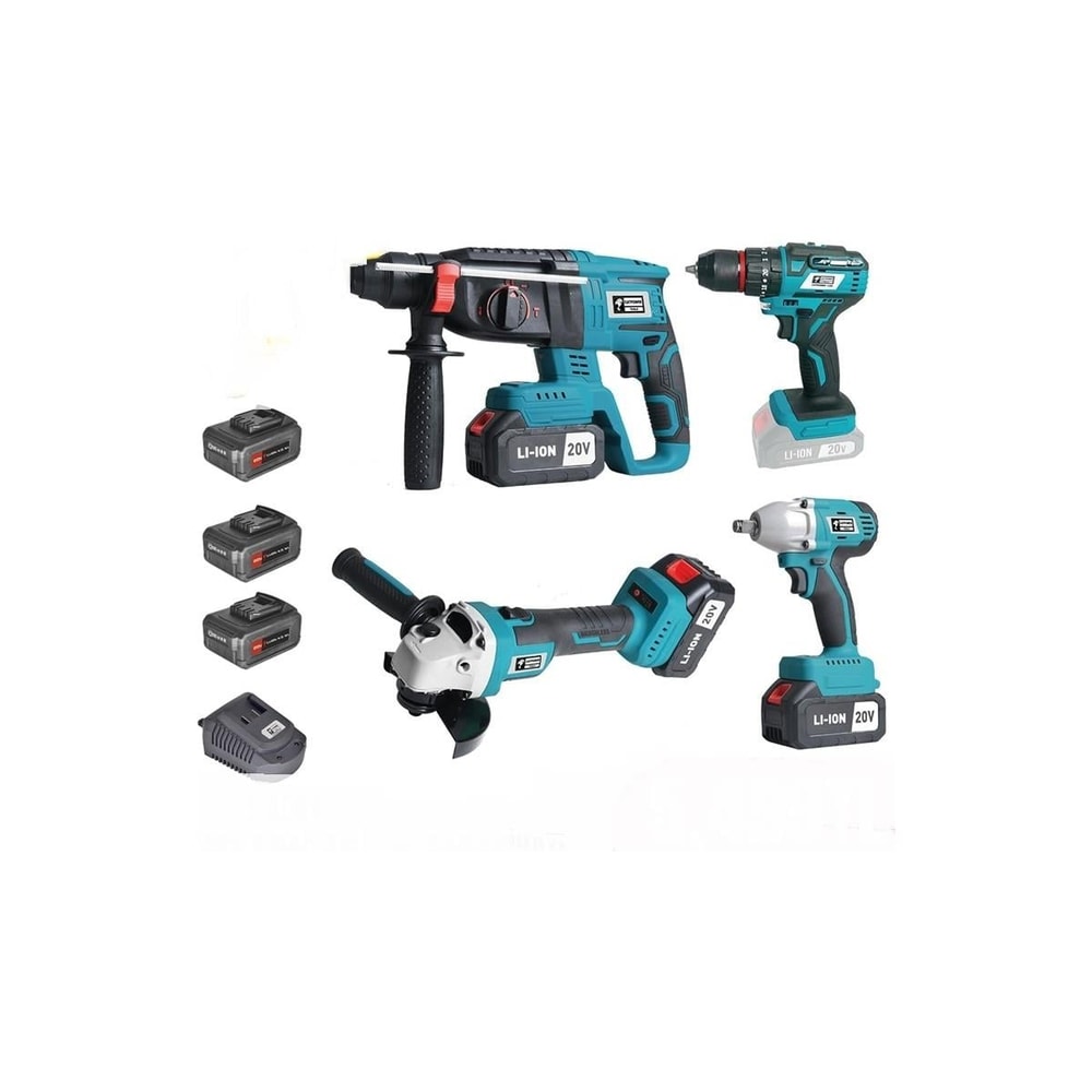  CatPower El Aletleri Catpower CAT1380 Kale Kilit  1380 Kömürsüz Akülü Set: Darbeli Vidalama / Kırıcı-Delici / Avuç Taşlama / Somun Sıkma 20V Li-Ion