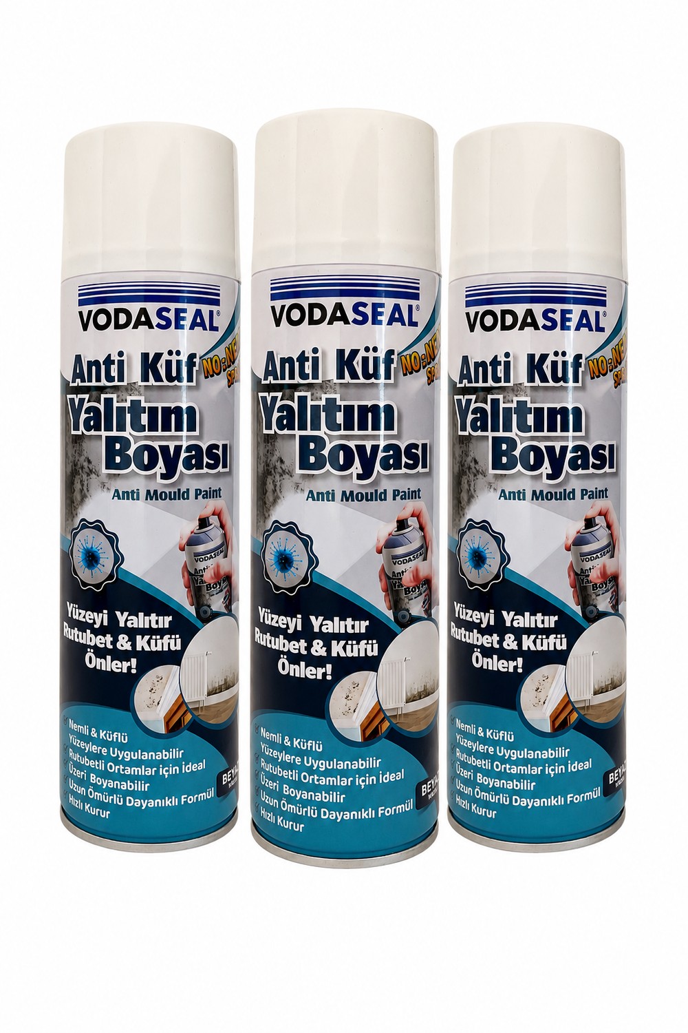  Vodaseal Yapı Kimyasalları Vodaseal VDSL-ANTIKUF Vodaseal  Vodaseal Anti Küf Yalıtım Boyası Beyaz Sprey 500 ml - 3'lü Paket - Banyo Mutfak Nem ve Küf Önleyici