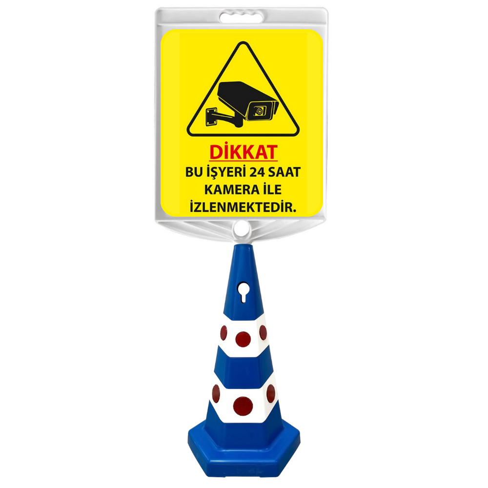 24 Saat Kamera Çift Taraf Bask Mavi Ultra Kedi Gözlü Ağırlıklı Koni Seti Trafik Dubası