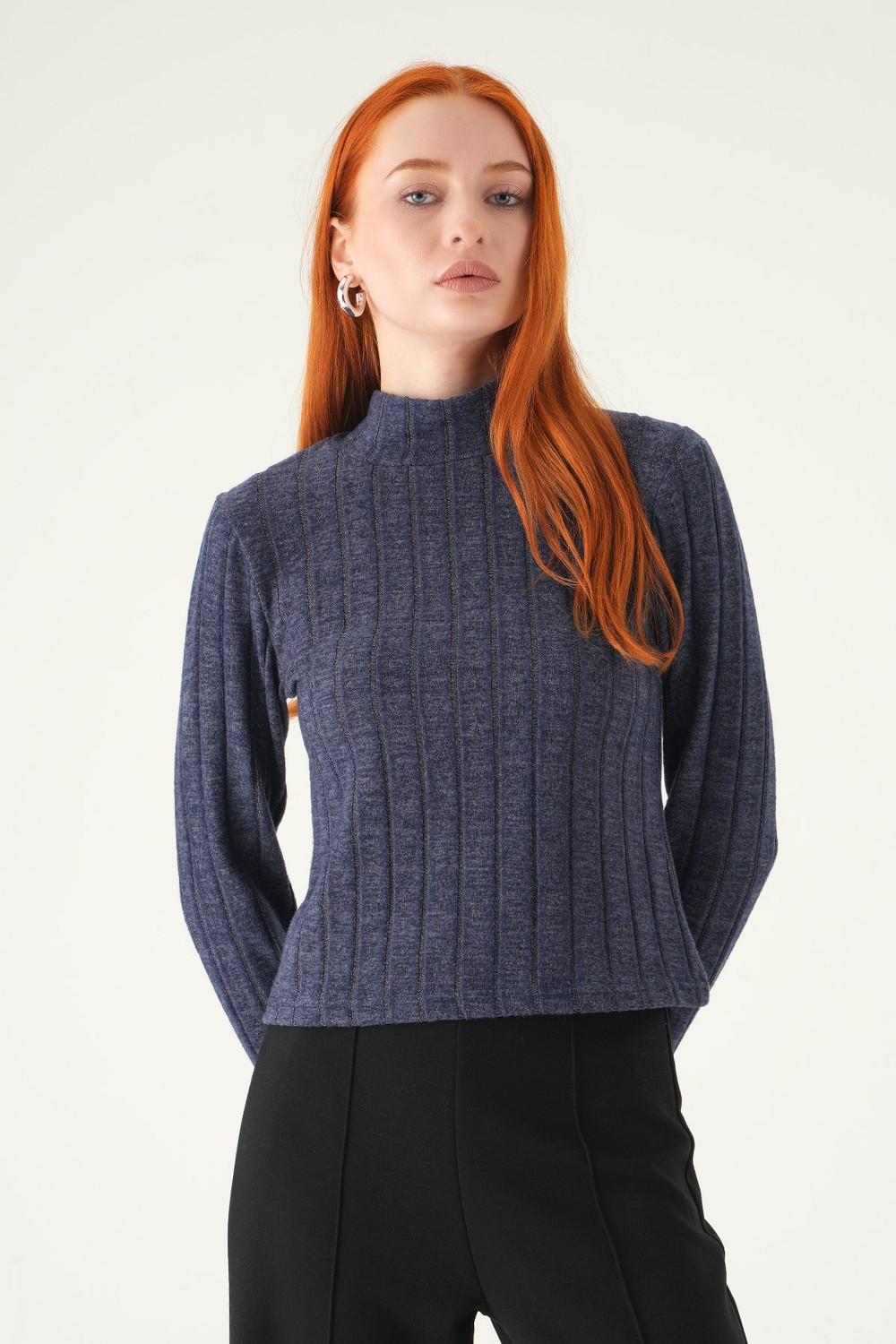 Bluz-Balıkçı Yaka Uzun Kol Bluz 8361A Laci -rulem