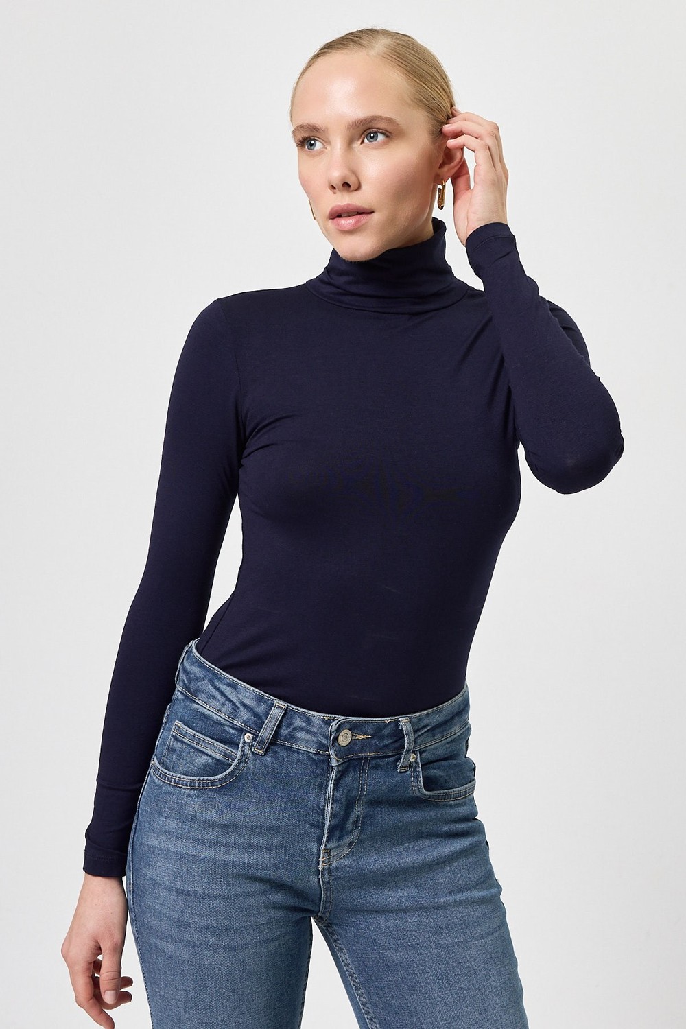 Bluz-Laci Balıkçı Yaka Uzun Kollu Dar Kesim Bluz 2504-rulem