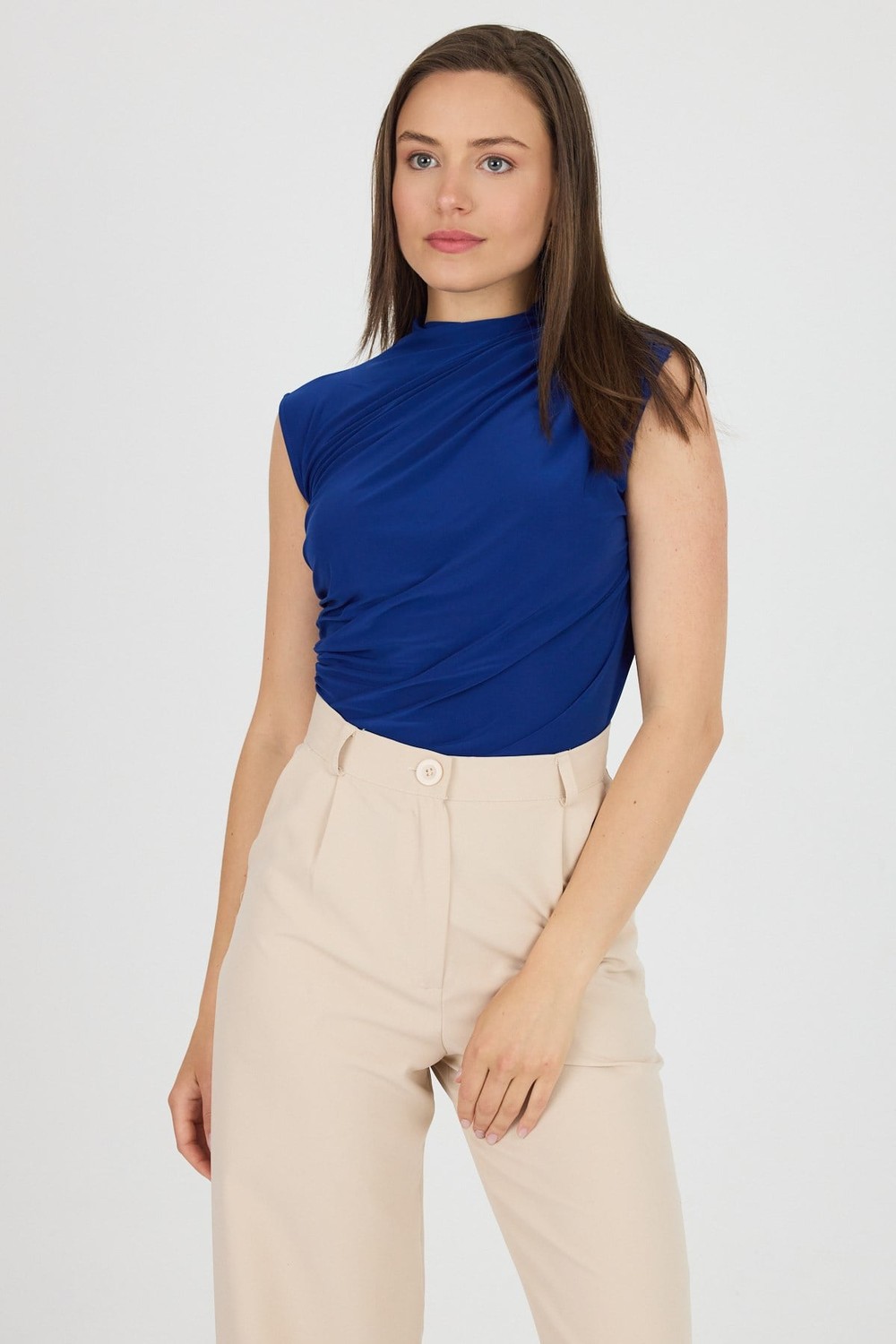 Bluz-Saks Kolsuz Büzgülü Sandy Bluz 2430-rulem