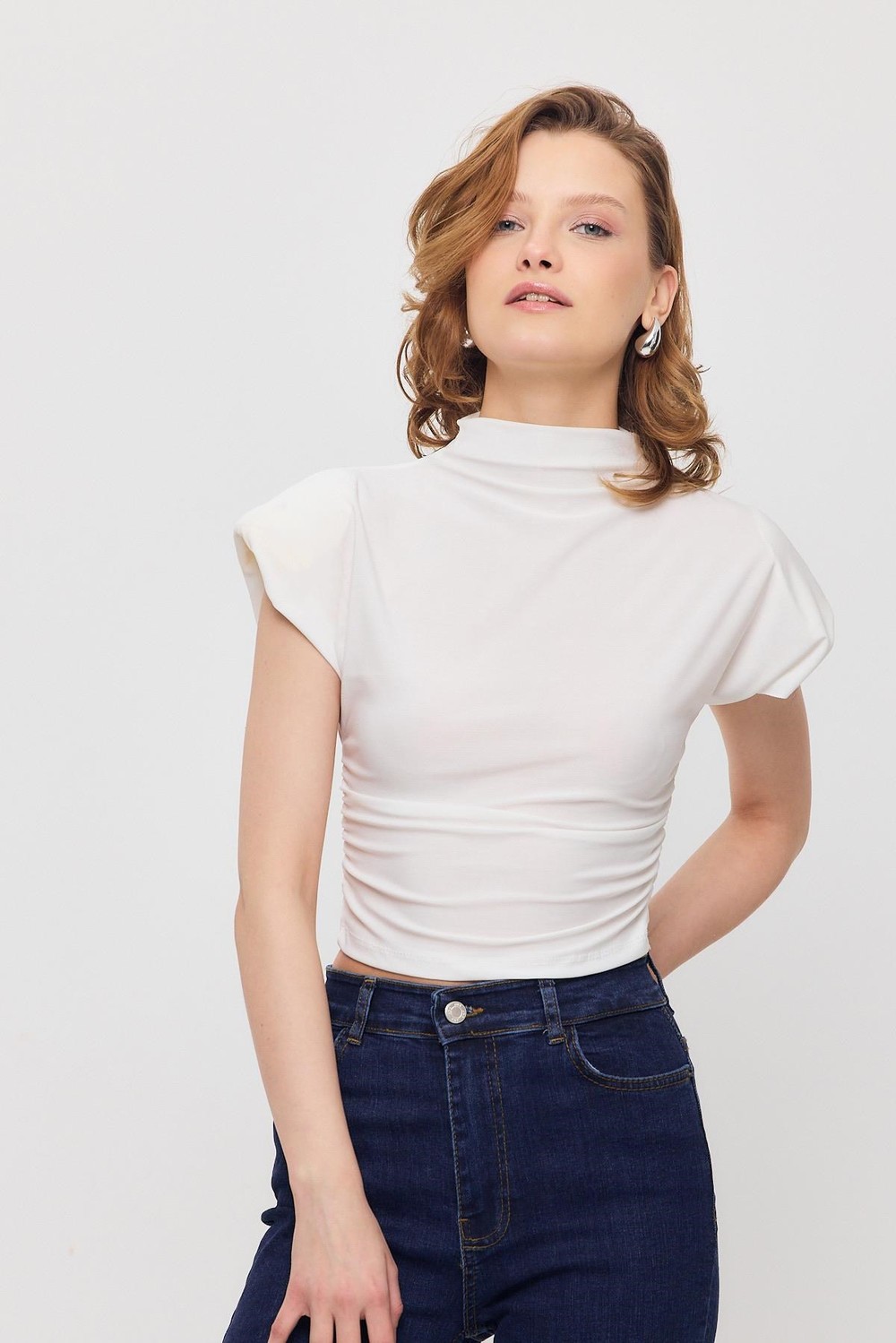 Bluz-Vatkalı Kısa Bluz 13185 Ekru -rulem