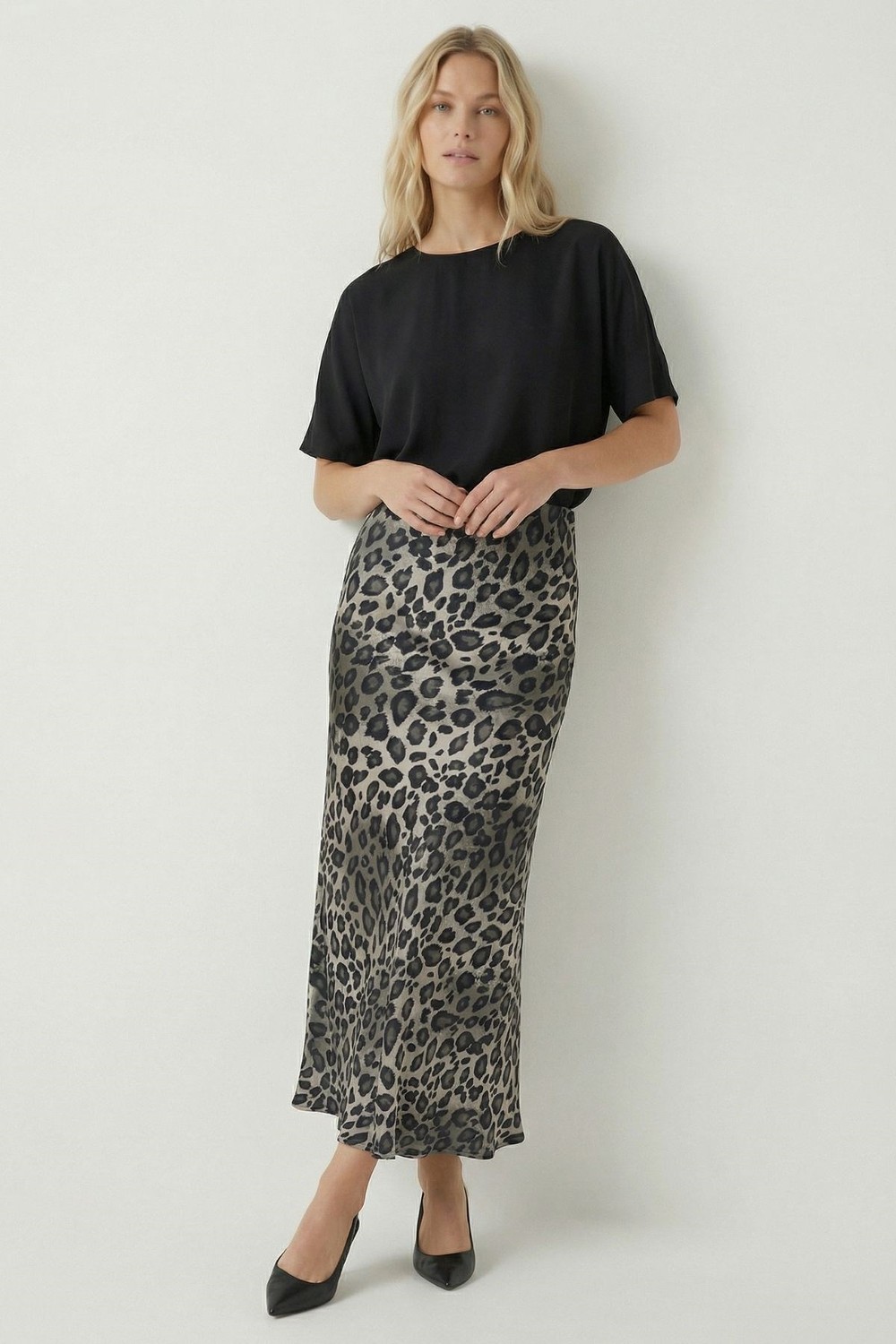 Etek-Leopar Desen Saten Etek 9416 Gri -rulem