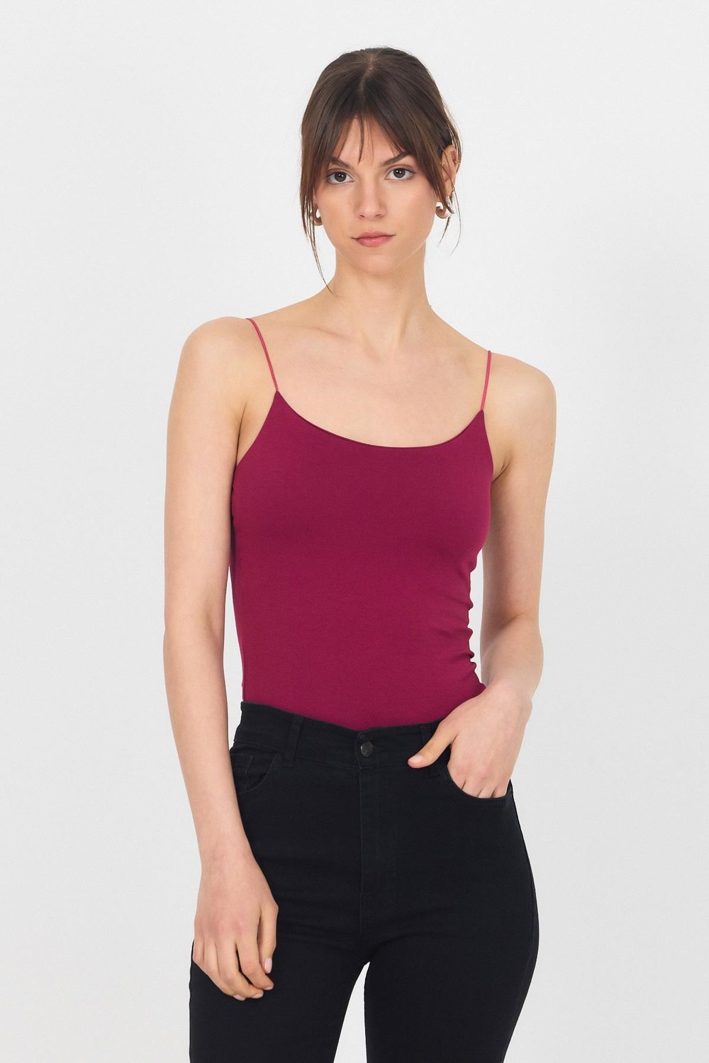 Kadın Atlet-Bordo İnce Askılı Basic Atlet 848-rulem