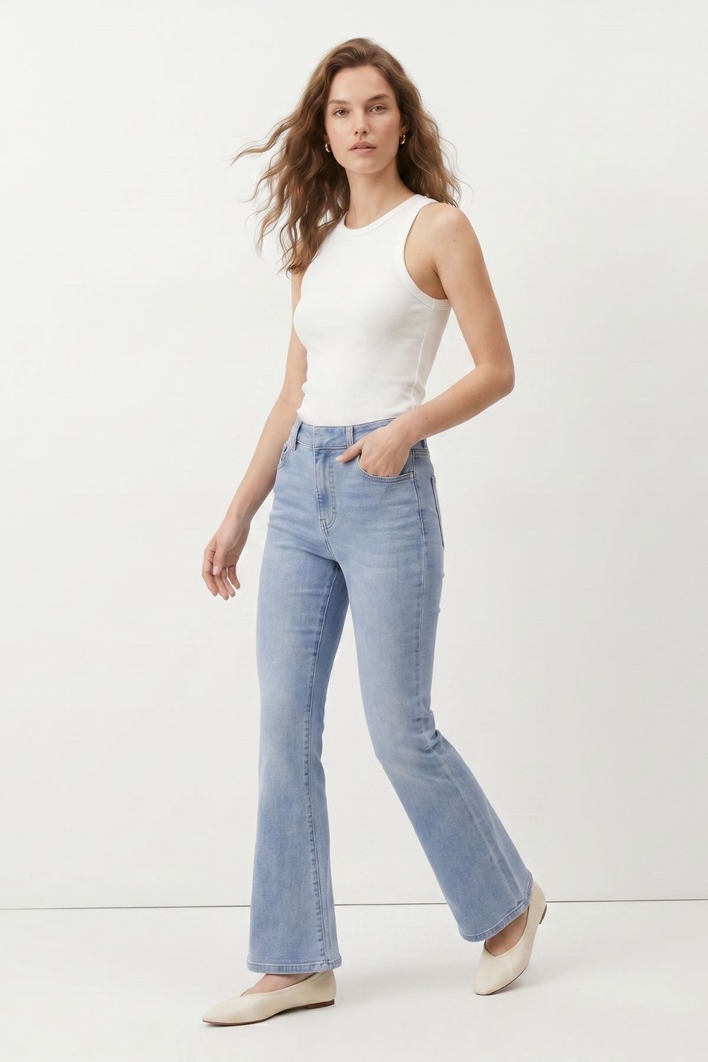 Kadın Jean Pantolon-Yüksek Bel Flare Jean 826 Açık Mavi -rulem