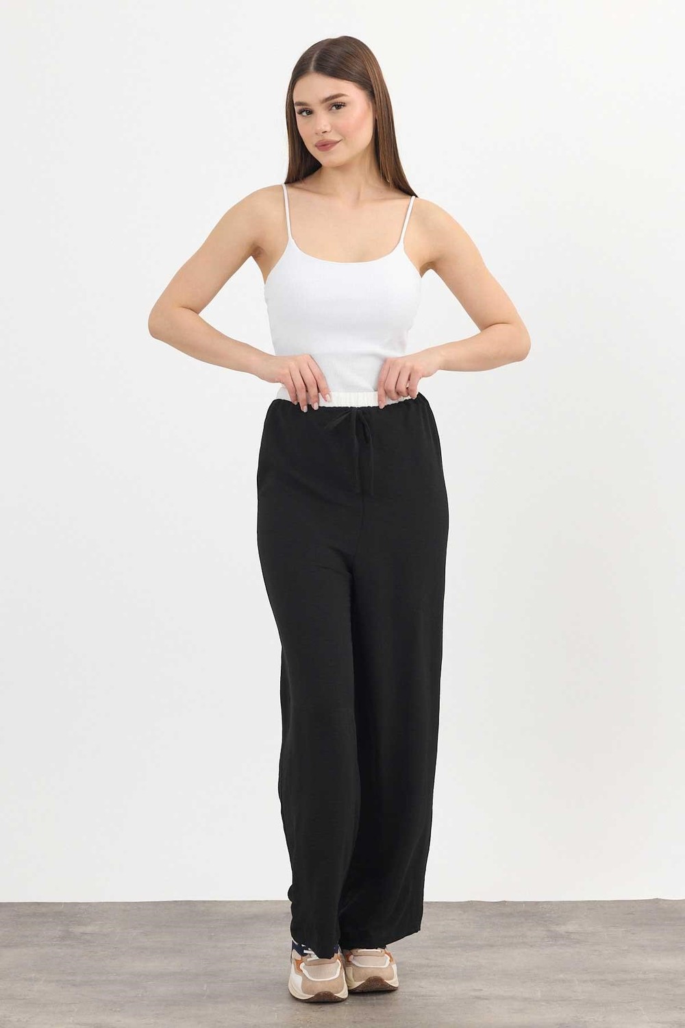 Kadın Pantolon-Bol Paça Pantolon 4327A Siyah -rulem