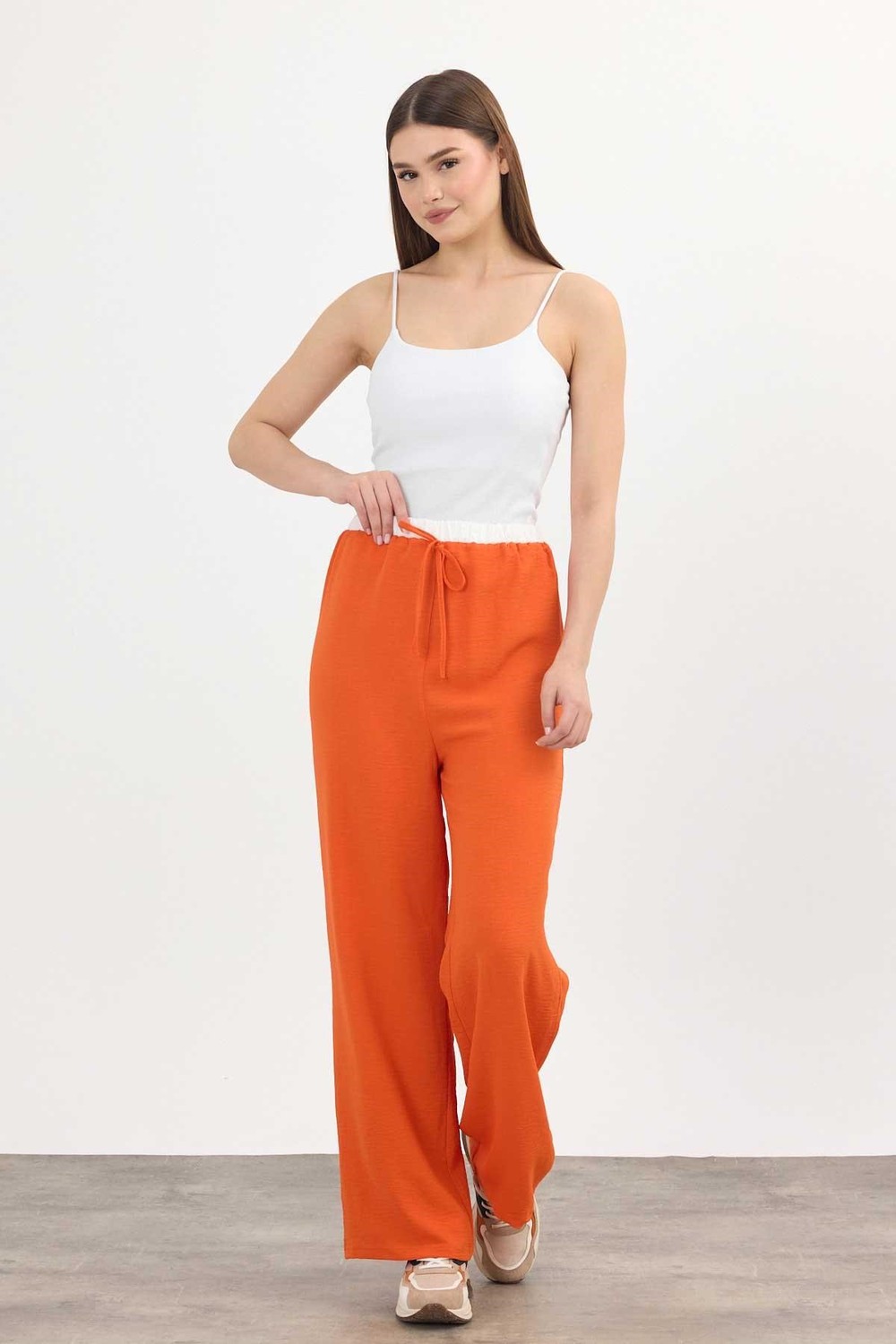 Kadın Pantolon-Bol Paça Pantolon 4327A Koyu Orange -rulem
