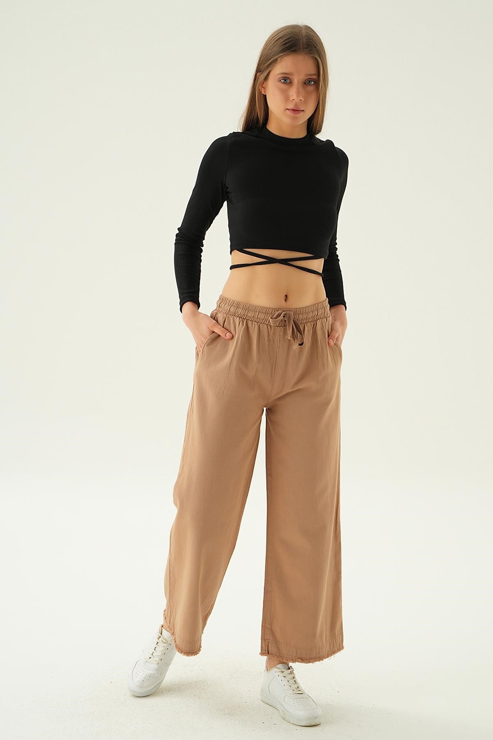 Kadın Pantolon-Bol Paça Pantolon 4760 Camel -rulem