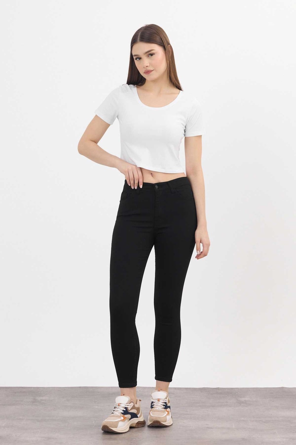 Kadın Pantolon-Siyah Dar Paça Skinny Pantolon 11013-1-rulem