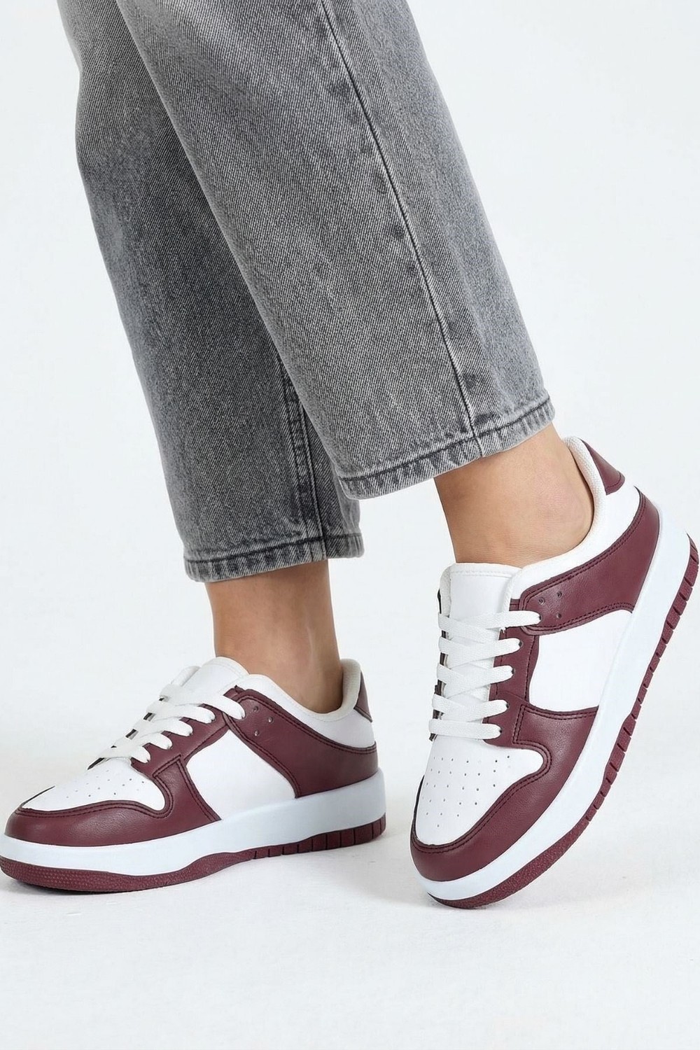 Kadın Spor Ayakkabı-Sneaker-Bordo Spor Ayakkabı 8585-rulem