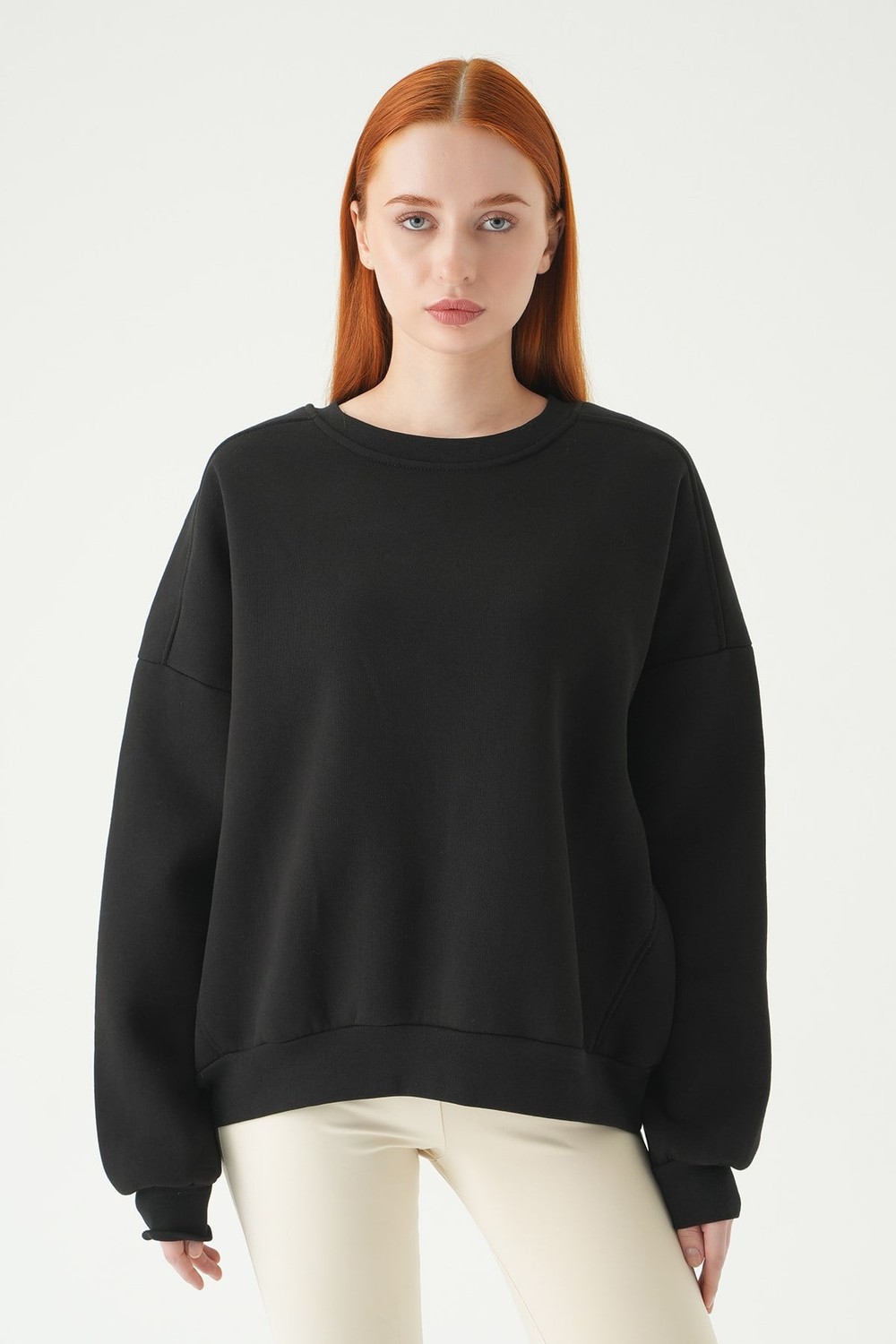 Kadın Sweatshirt-Bisiklet Yaka Sweat 1029 Siyah -rulem