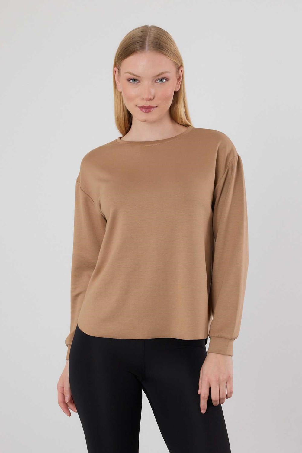Kadın Sweatshirt-Oval Kesim Oysho Sweat 3007 Camel -rulem