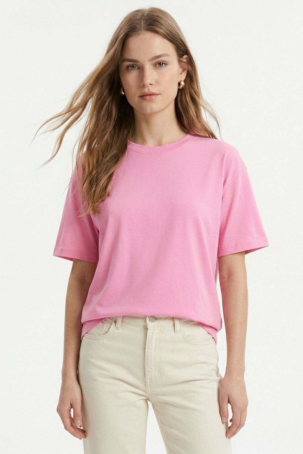 Kadın Tişört-Oversize Tişört TCR-1633 Pembe -rulem