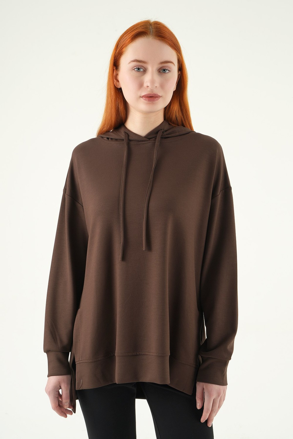 Kadın Tunik-Kapüşonlu Tunik 8309A Kahve -rulem