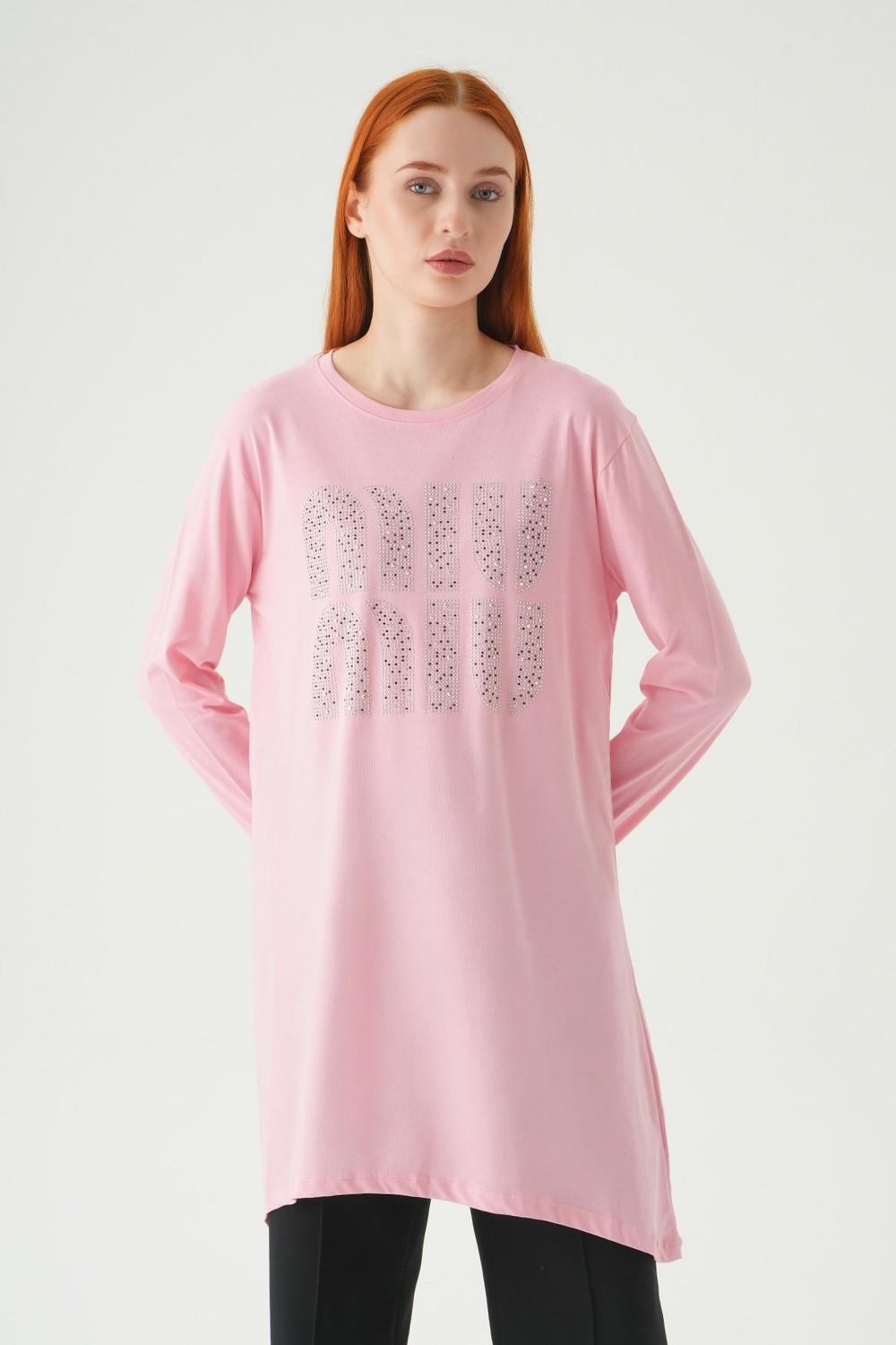 Kadın Tunik-Mıu Baskılı Tunik 2146M Pembe -rulem