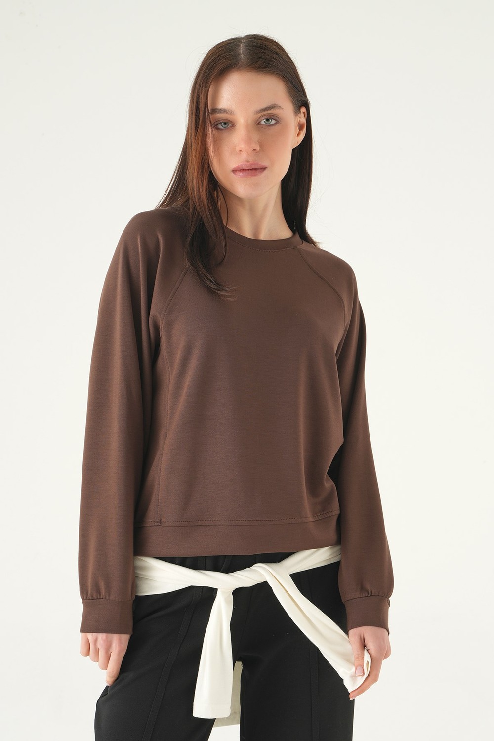 Kahve Bisiklet Yaka Sweat 8277A
