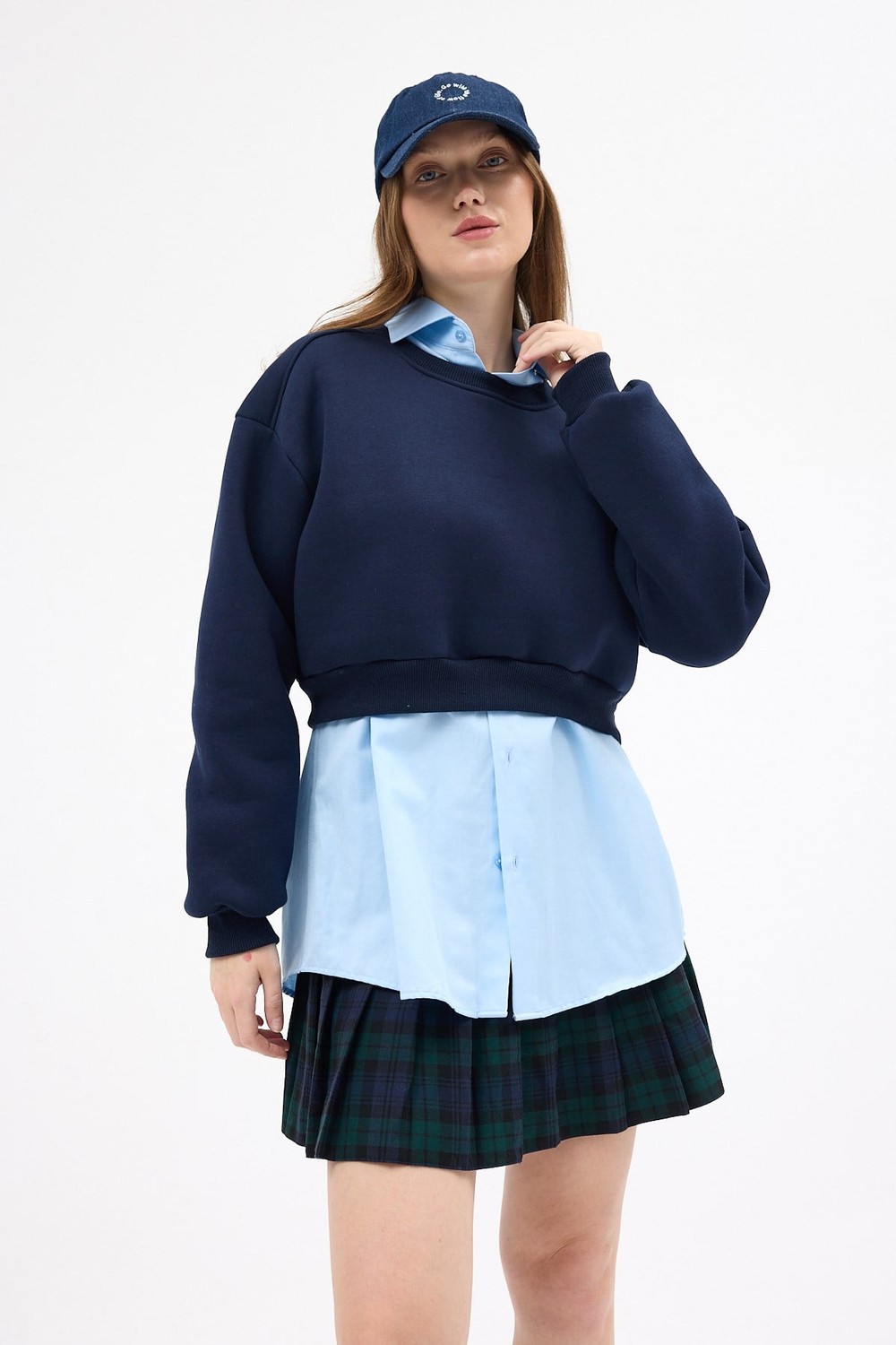 Laci Kadın Crop Bisiklet Yaka Sweatshirt 9210M