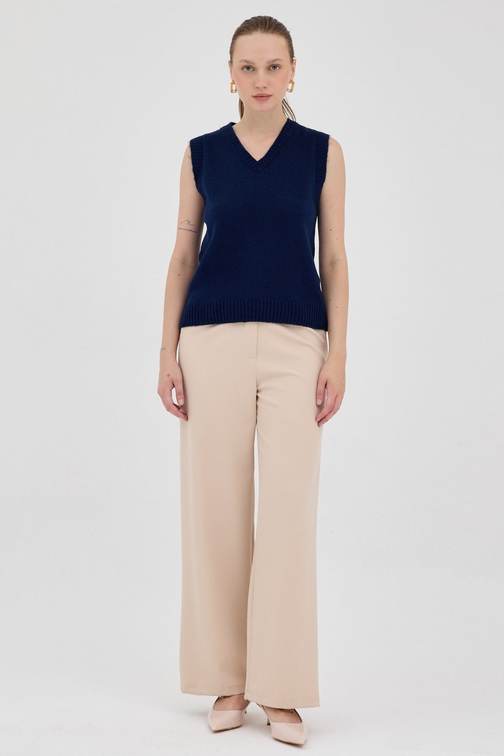 Laci Oversize V Yaka Kadın Süveter 2292