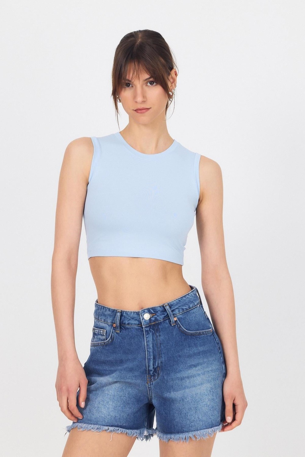 Mavi Bisiklet Yaka Crop Atlet 9189M