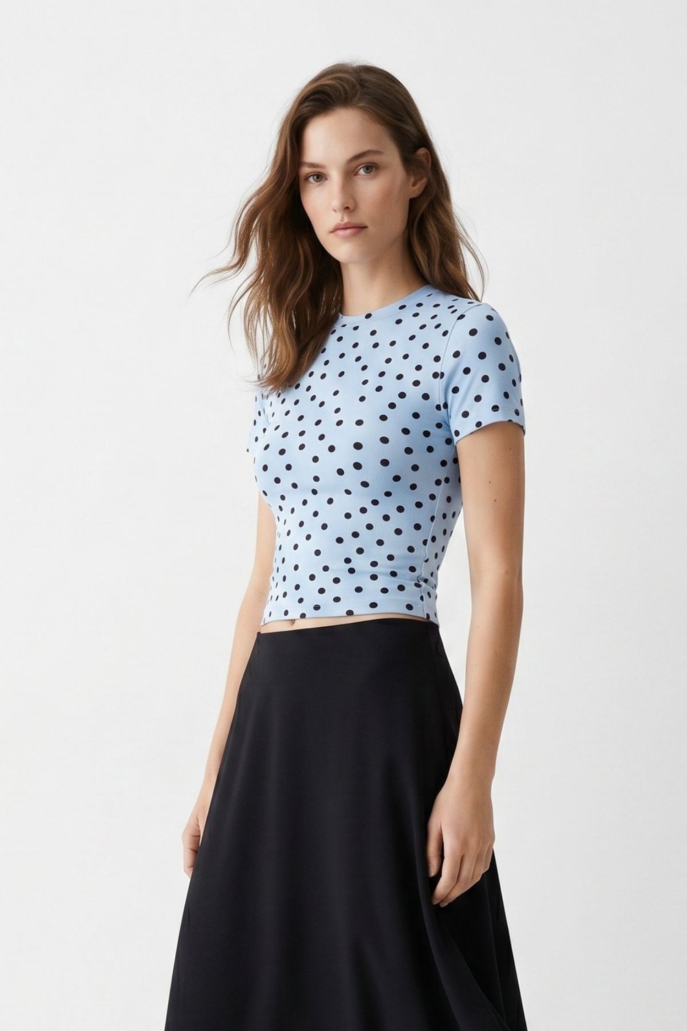 Mavi Bisiklet Yaka Kısa Kol Puantiyeli Slim Fit Tişört 2911