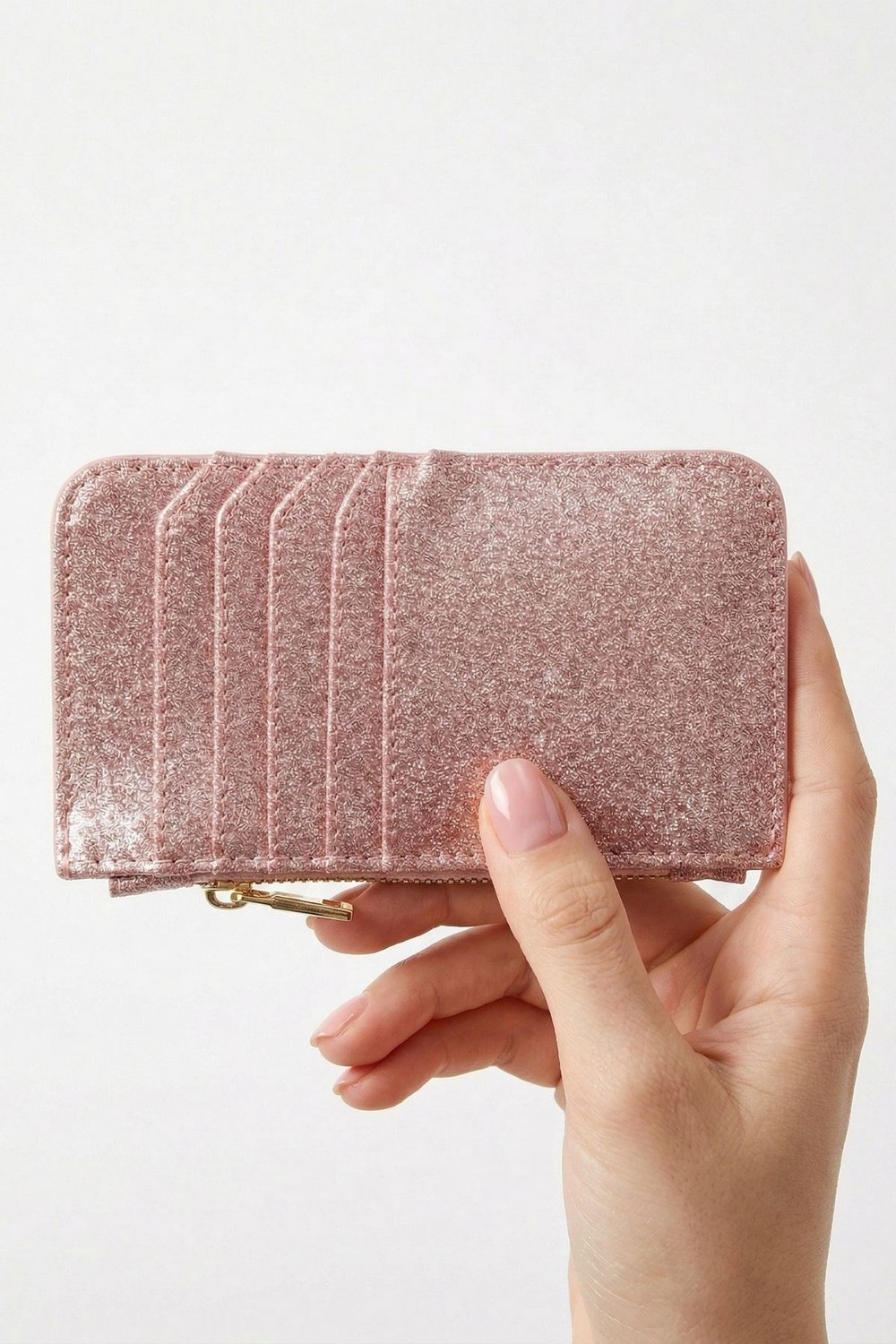Pembe Simli Fermuar Detaylı Dikey Kartlık 234