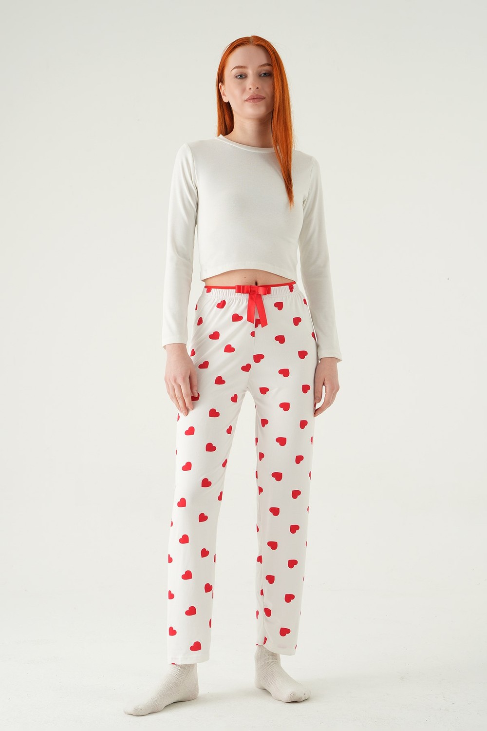 Pijama-Kalp Desen Pijama 4530 Beyaz -rulem