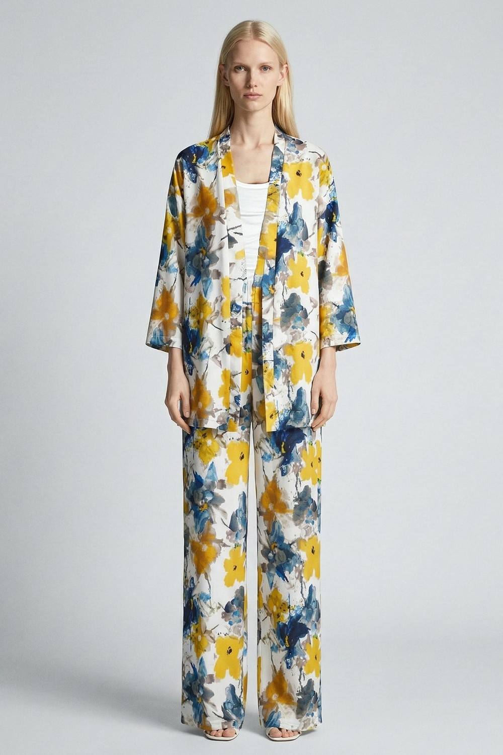 Sarı Desenli Kimono Takım 121