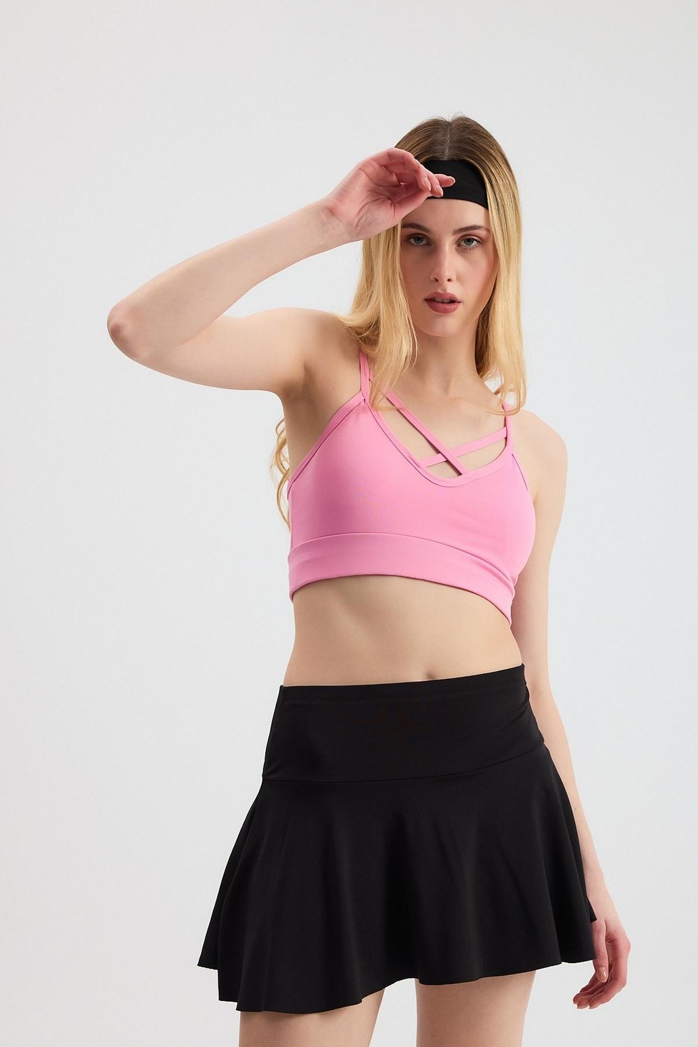 Sporcu Büstiyeri-Ön Çapraz Detay Büstiyer 3002 Pembe -rulem