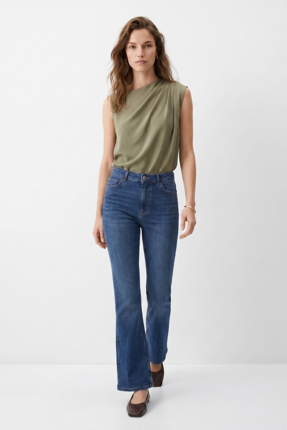 Tint Kahve Yüksek Bel Flare Jean 826