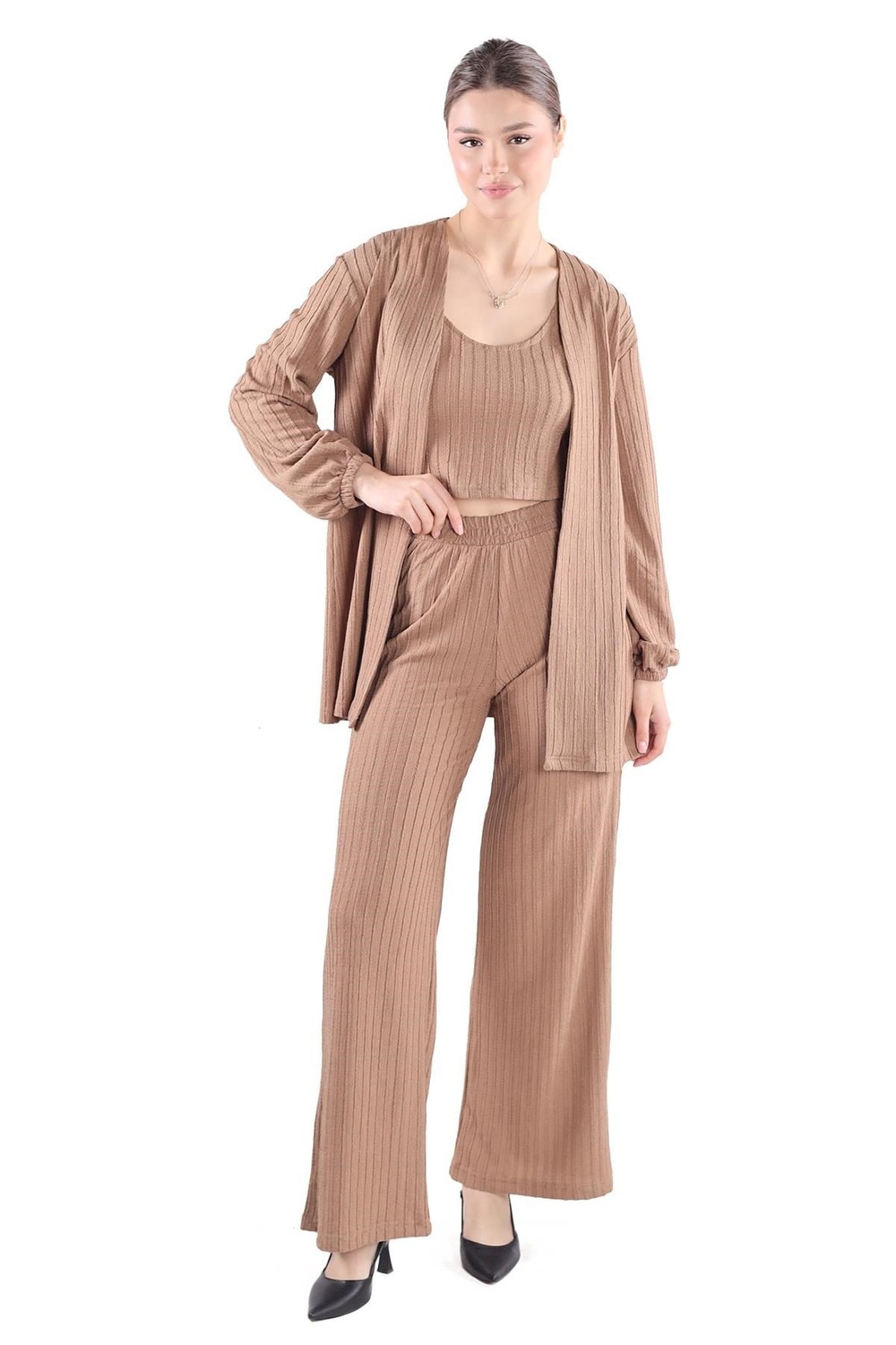 Vizon 3'lü Kimono Bluz Pantolon Takım 7002