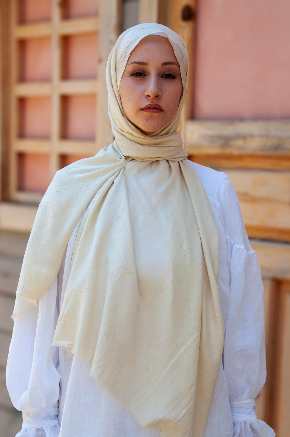 Mscarfs Bambu Kraş Şal Bej