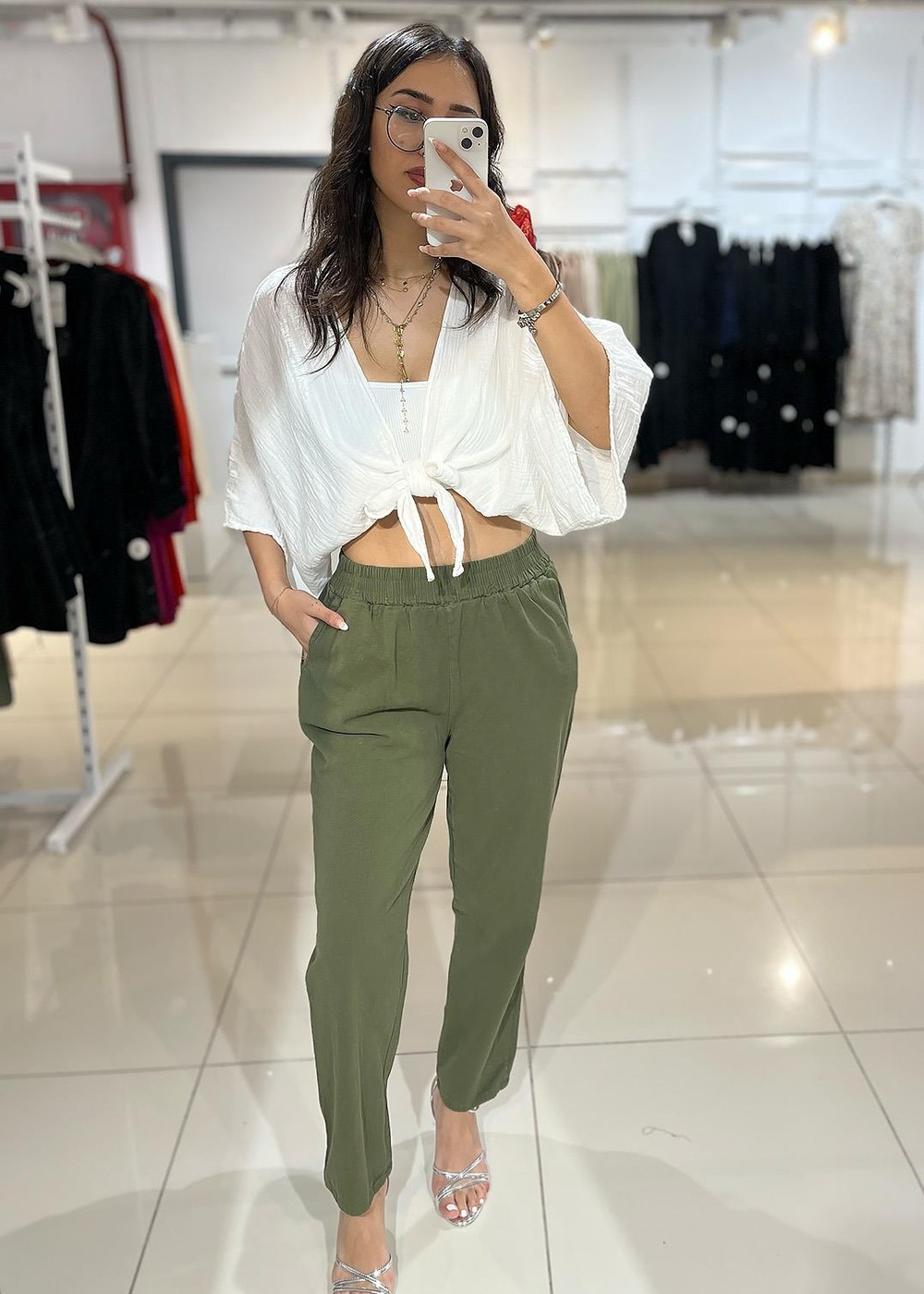 Beli Lastikli Gabardin Pantolon - Haki