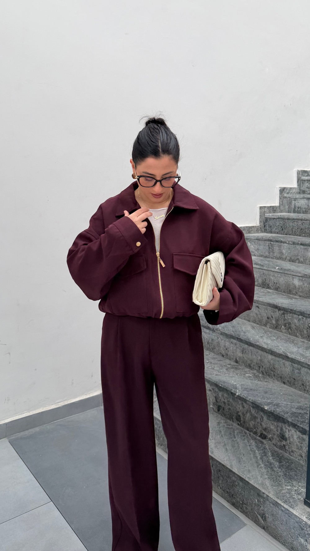 BOMBER CEKET PALAZZO TAKIMI-BORDO