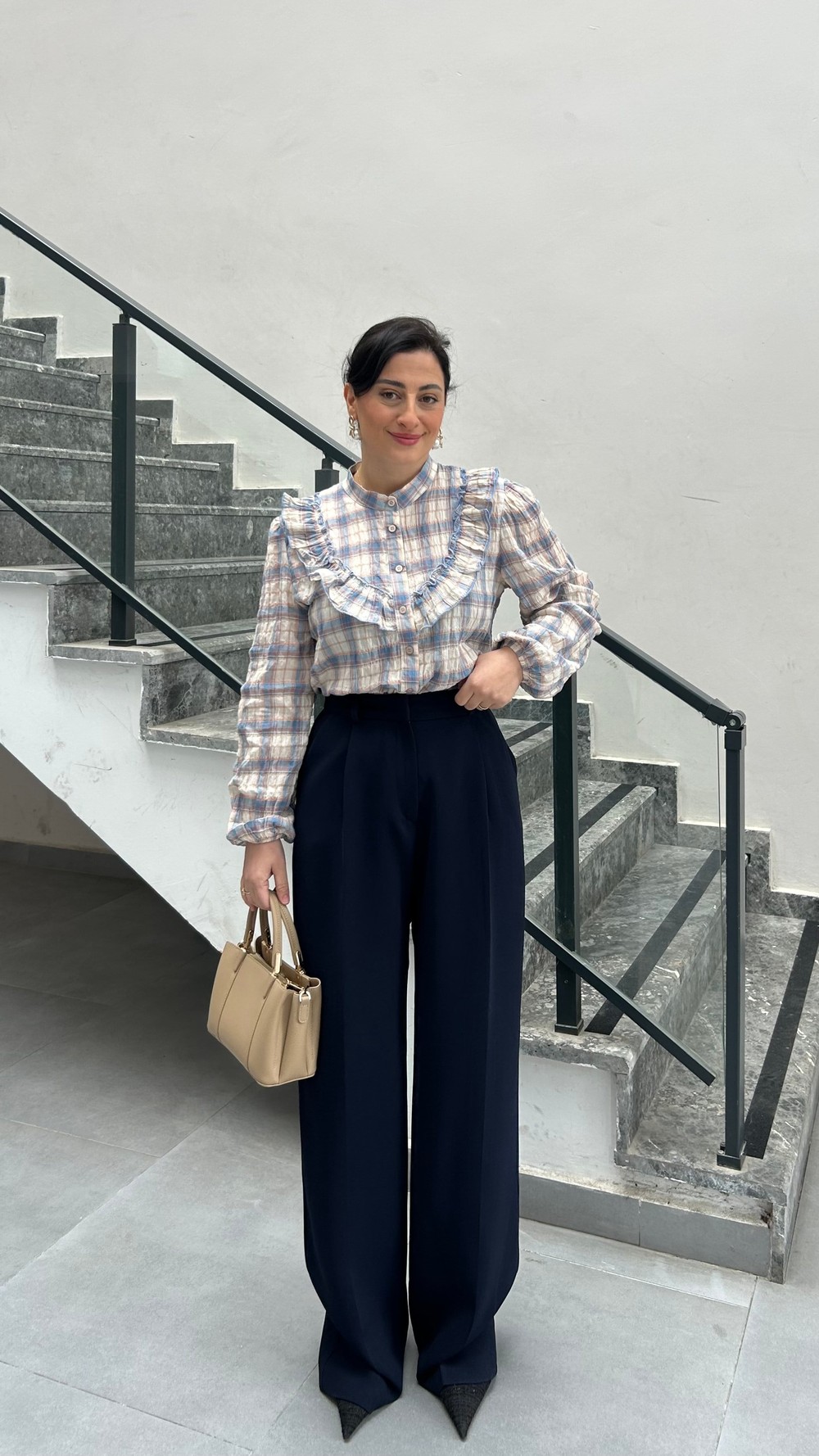 PALAZZO CREP KUMAŞ PANTOLON LACİVERT 
